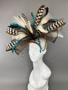 MOCHA BROWN NATURAL FEATHER FASCINATOR