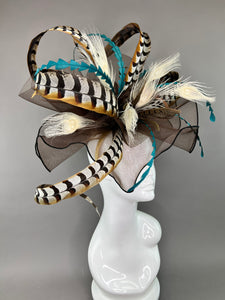 MOCHA BROWN NATURAL FEATHER FASCINATOR