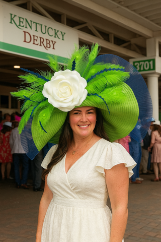 LIME GREEN AND NAVY OVERSIZED FLOPPY HAT