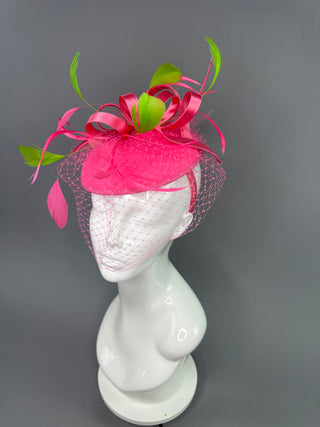 HOT PINK AND BRIGHT GREEN FASCINATOR