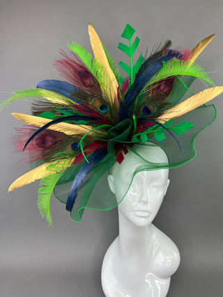 GREEN GOLDEN PEACOCK FASCINATOR