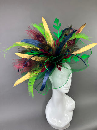 GREEN GOLDEN PEACOCK FASCINATOR