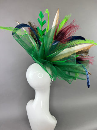 GREEN GOLDEN PEACOCK FASCINATOR