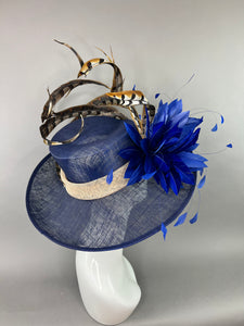 NAVY FLIPPED BRIM WITH LADY AMHERST FEATHERS