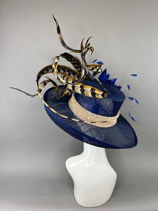 NAVY FLIPPED BRIM WITH LADY AMHERST FEATHERS