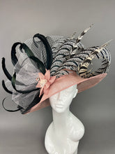 Load image into Gallery viewer, BLUSH PINK HAT WITH BLACK AND WHITE ACCENTS.