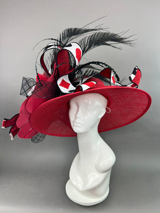 LUCK BE A LADY RED ROUND BRIM HAT