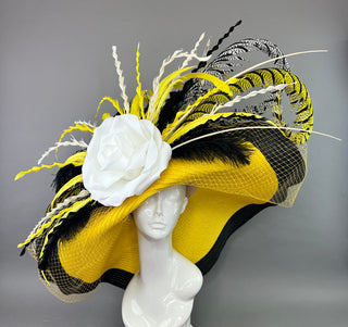 YELLOW AND BLACK FLOPPY KENTUCKY DERBY HAT