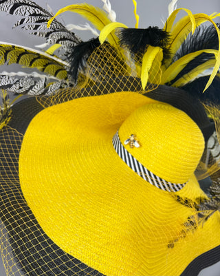 YELLOW AND BLACK FLOPPY KENTUCKY DERBY HAT