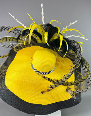 YELLOW AND BLACK FLOPPY KENTUCKY DERBY HAT