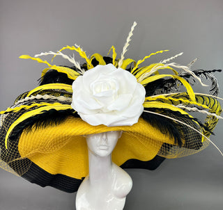 YELLOW AND BLACK FLOPPY KENTUCKY DERBY HAT