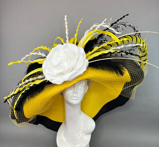 YELLOW AND BLACK FLOPPY KENTUCKY DERBY HAT