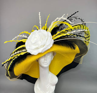 YELLOW AND BLACK FLOPPY KENTUCKY DERBY HAT