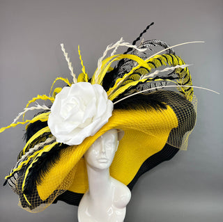 YELLOW AND BLACK FLOPPY KENTUCKY DERBY HAT