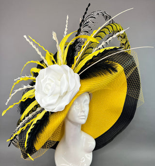 YELLOW AND BLACK FLOPPY KENTUCKY DERBY HAT