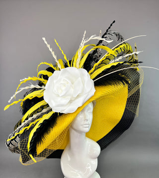 YELLOW AND BLACK FLOPPY KENTUCKY DERBY HAT