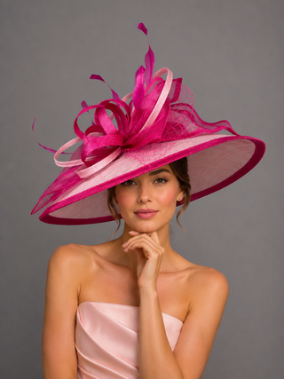 FUCHSIA PINK TWO TONED WITH LIGHT PINK ROUND BRIM HAT