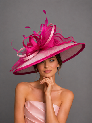 FUCHSIA PINK TWO TONED WITH LIGHT PINK ROUND BRIM HAT