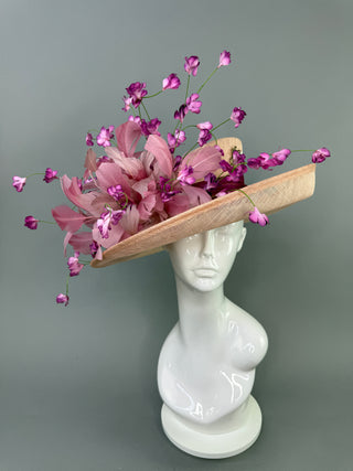 BURGUNDY WITH SHADES OF PINK KENTUCKY DERBY HAT