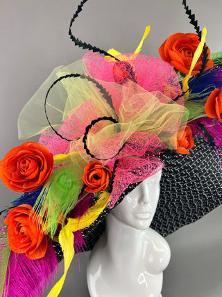 BLACK AND WHITE OVERSIZED FLOOPY WITH NEON ACCENTS - The Hat Hive