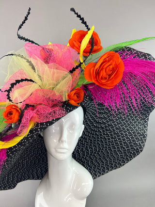 BLACK AND WHITE OVERSIZED FLOOPY WITH NEON ACCENTS - The Hat Hive