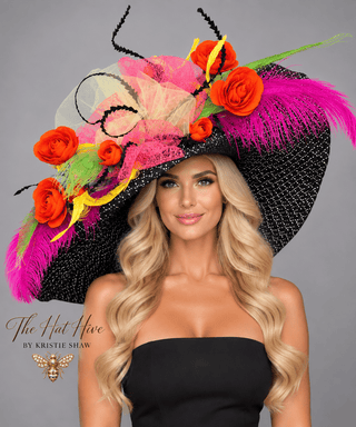 BLACK AND WHITE OVERSIZED FLOOPY WITH NEON ACCENTS - The Hat Hive