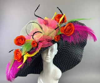 BLACK AND WHITE OVERSIZED FLOOPY WITH NEON ACCENTS - The Hat Hive