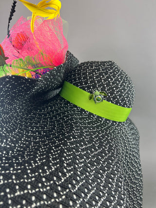 BLACK AND WHITE OVERSIZED FLOOPY WITH NEON ACCENTS - The Hat Hive