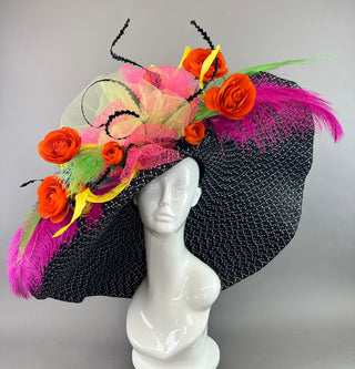 BLACK AND WHITE OVERSIZED FLOOPY WITH NEON ACCENTS - The Hat Hive