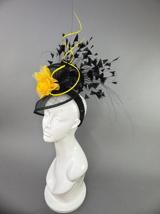 BLACK AND YELLOW FASCINATOR - The Hat Hive