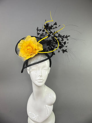 BLACK AND YELLOW FASCINATOR - The Hat Hive