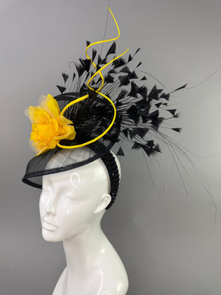 BLACK AND YELLOW FASCINATOR - The Hat Hive
