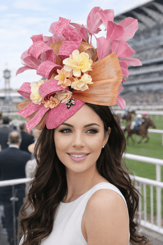 BLUSH PINK AND CHAMPAGNE FASCINATOR - The Hat Hive
