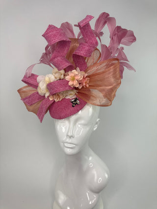 BLUSH PINK AND CHAMPAGNE FASCINATOR - The Hat Hive