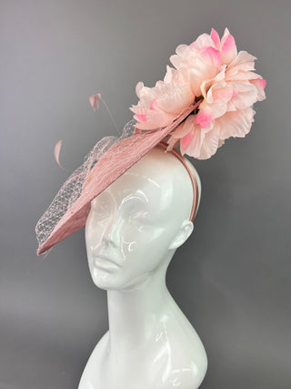 BLUSH PINK HATINATOR WITH SHADES OF PINK BLOOMS - The Hat Hive