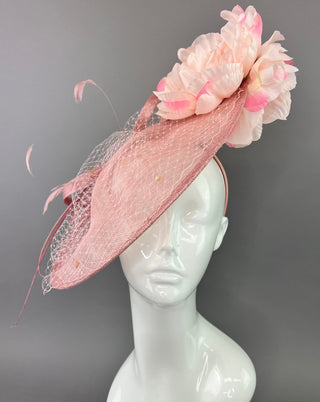 BLUSH PINK HATINATOR WITH SHADES OF PINK BLOOMS - The Hat Hive