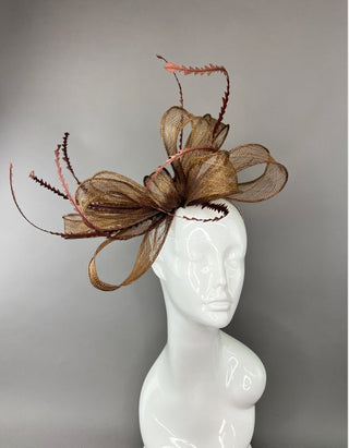BROWN SINAMAY BOW FASCINATOR - The Hat Hive