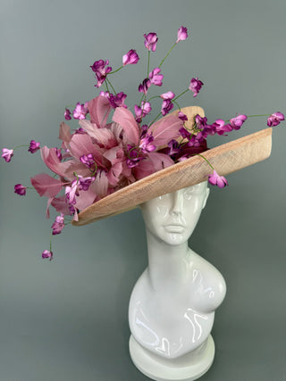 BURGUNDY WITH SHADES OF PINK KENTUCKY DERBY HAT - The Hat Hive