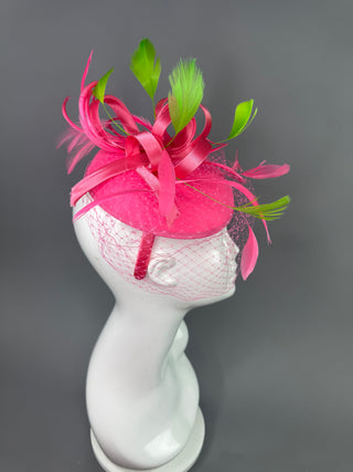 The Madelyn Marie -HOT PINK AND BRIGHT GREEN FASCINATOR
