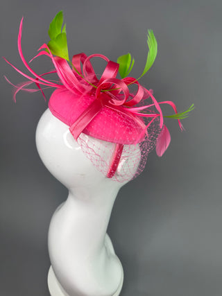 The Madelyn Marie -HOT PINK AND BRIGHT GREEN FASCINATOR