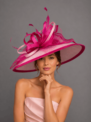 FUCHSIA PINK TWO TONED WITH LIGHT PINK ROUND BRIM HAT - The Hat Hive