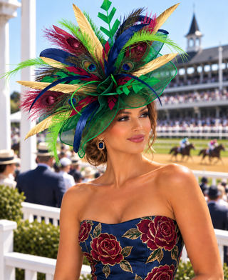 GREEN GOLDEN PEACOCK FASCINATOR - The Hat Hive