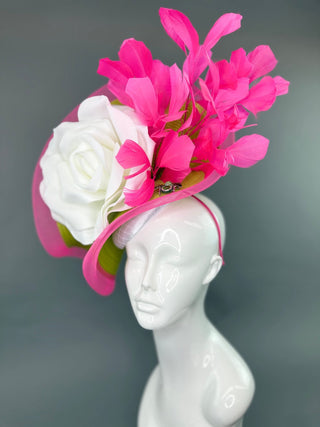 HOT PINK AND LIME GREEN FASCINATOR - The Hat Hive