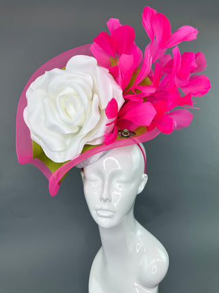 HOT PINK AND LIME GREEN FASCINATOR - The Hat Hive
