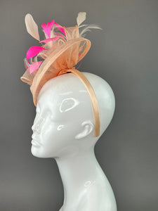 Shades of Pink Fascinator on headband, British Hat, Women’s Church Hat, Derby Hat, Fancy Hat, Pink Hat, Tea Party Hat, wedding hat
