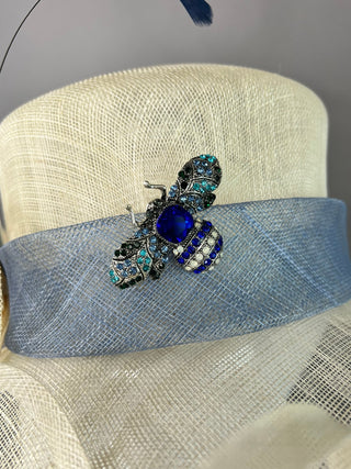 IVORY HAT WITH POWDER BLUE - The Hat Hive