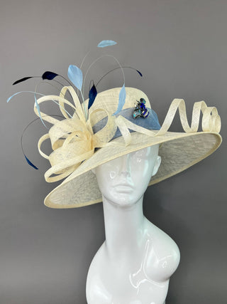 IVORY HAT WITH POWDER BLUE - The Hat Hive