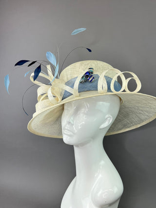 IVORY HAT WITH POWDER BLUE - The Hat Hive