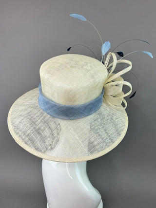 IVORY HAT WITH POWDER BLUE - The Hat Hive