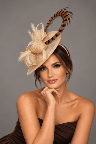KENNI FASCINATOR WITH PHEASANT FEATHER LOOP - The Hat Hive